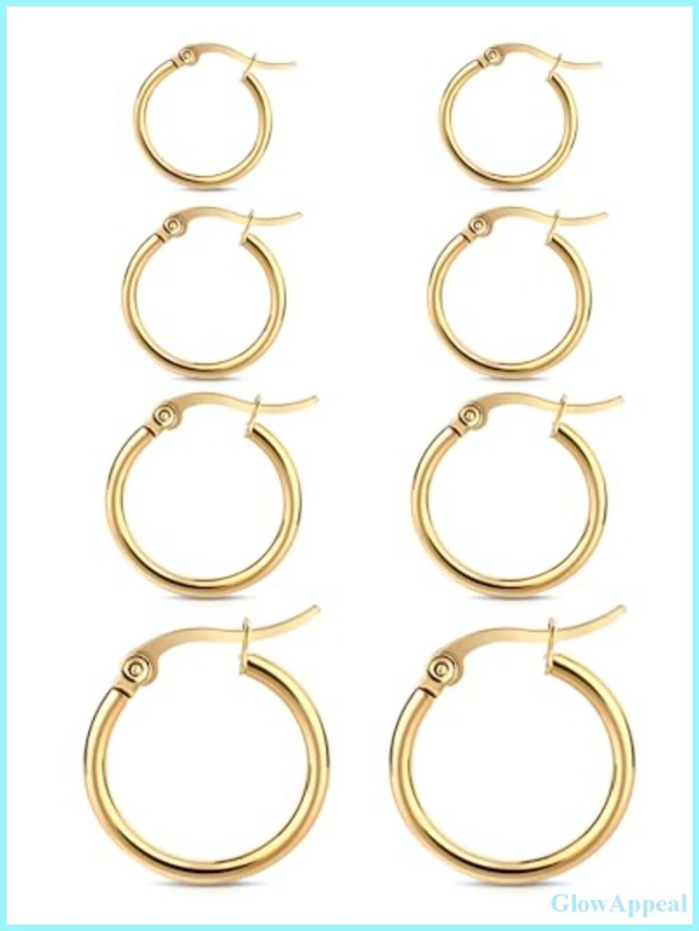 4 Pairs Gold Silver Hoop Earrings Stainless Steel Small Huggie Set